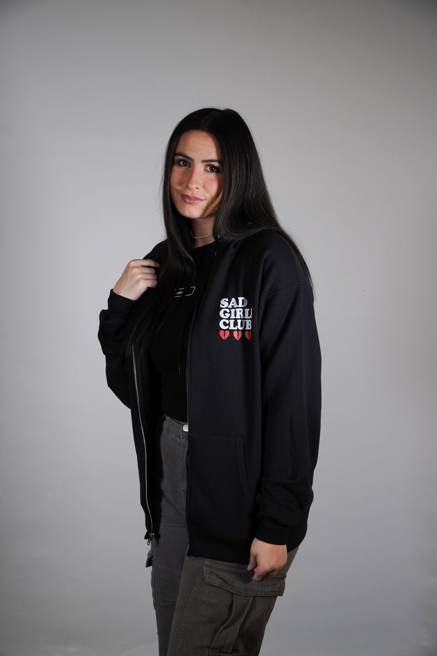 Sad Girls Club Black Zip Up Hoodie