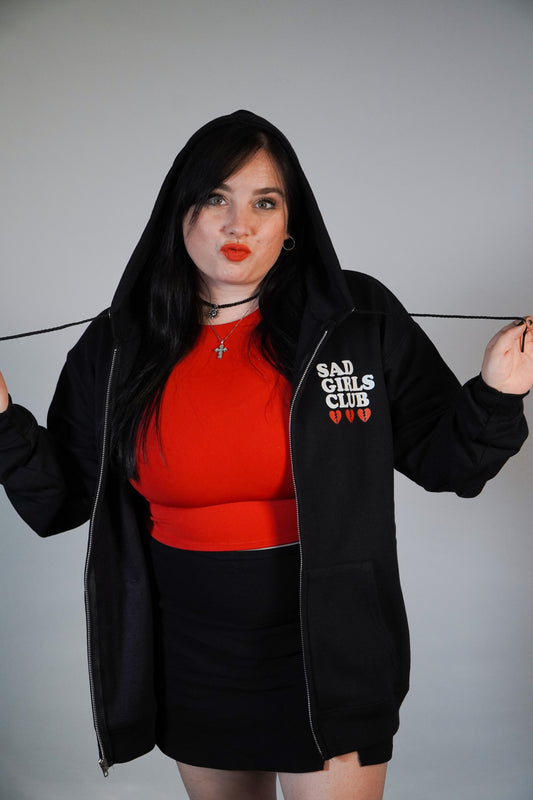 Sad Girls Club Black Zip Up Hoodie