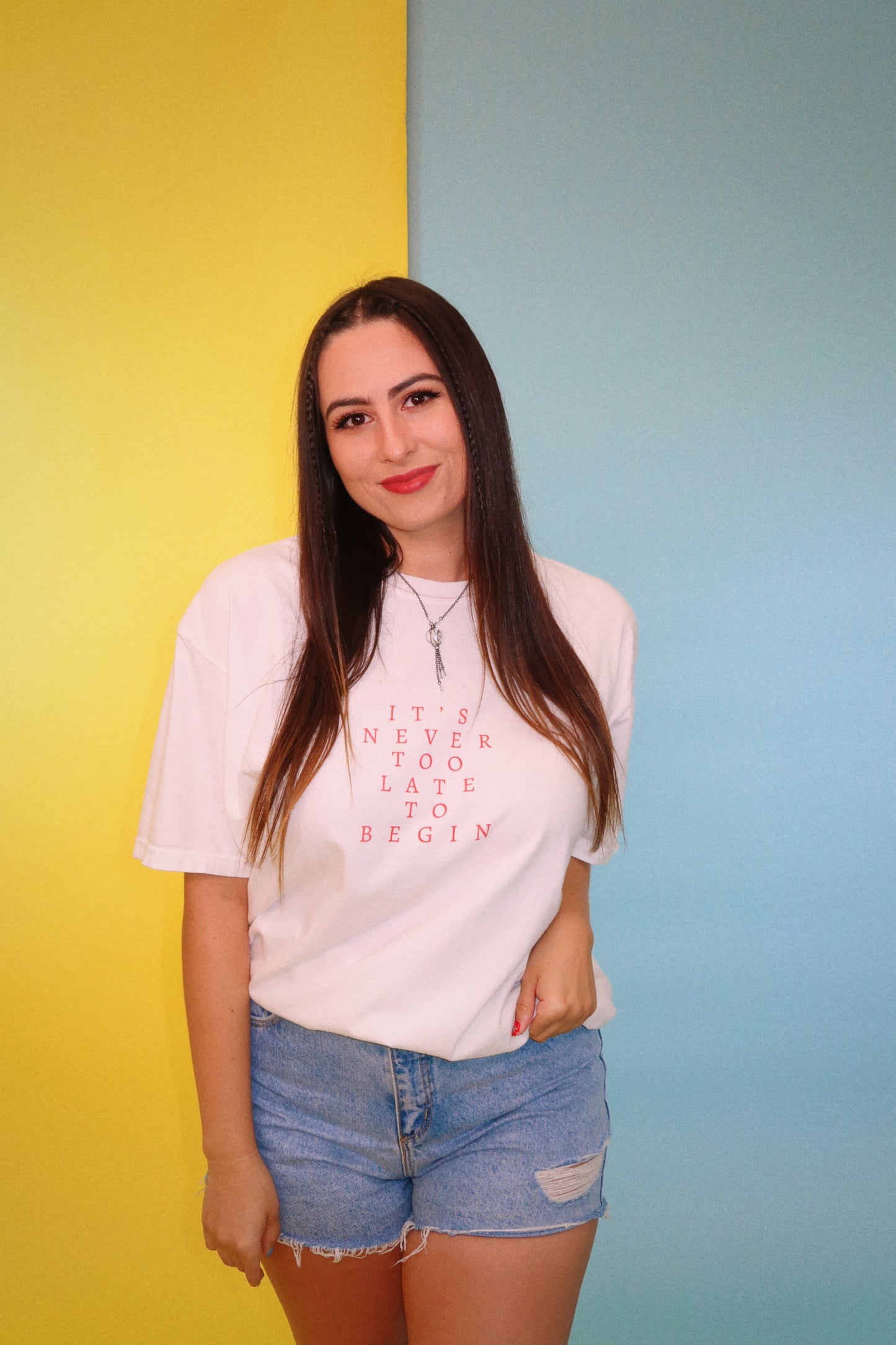 Never Too Late To Begin White Tee