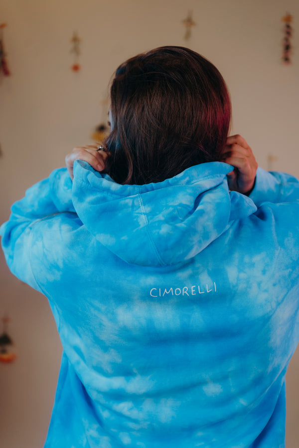 YOU’RE WORTH IT HOODIE IN BRIGHT BLUE TIE DYE